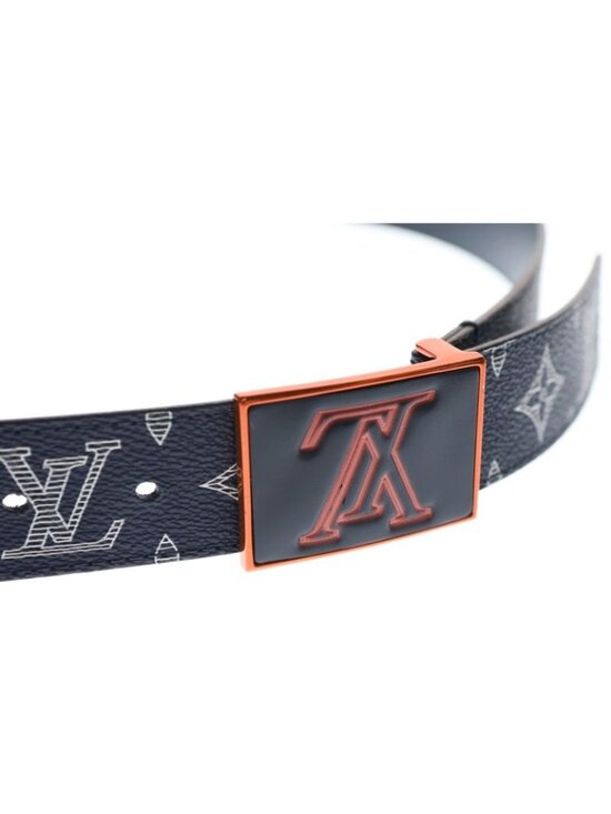 Louis Vuitton Sainteur Metropole Monogram Canvas Belt Navy Leather M0049
